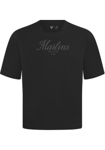 Levelwear Miami Marlins Black Signature Knit Ethereal Short Sleeve Fashion T Shirt