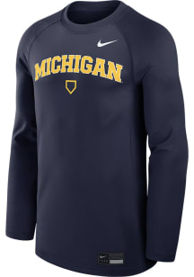 Nike Michigan Wolverines Navy Blue Dugout Game Time Baseball Long Sleeve T-Shirt