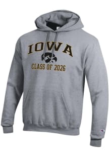 Champion Iowa Hawkeyes Mens Grey Font Class of 2026 Powerblend Long Sleeve Hoodie