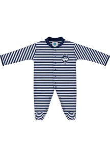 UConn Huskies Baby Navy Blue Striped Footed Loungewear One Piece Pajamas