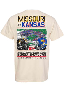 Something Inked Kansas Jayhawks Ivory Football Border Showdown vs Missouri Tigers Short Sleeve T S..