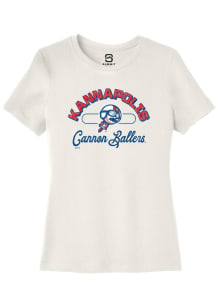Summit Sportswear Kannapolis Cannon Ballers Womens White Vintage Arch Script Short Sleeve T-Shirt