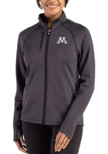 Cutter and Buck Minnesota Golden Gophers Womens Black Peshastin Long Sleeve Full Zip Jacket