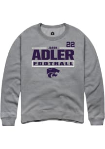 Jason Adler K-State Wildcats Mens Graphite Football NIL Stacked Box Player Crew