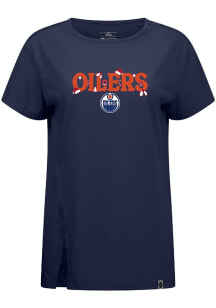 Levelwear Edmonton Oilers Womens Navy Blue Influx Festive Short Sleeve T-Shirt