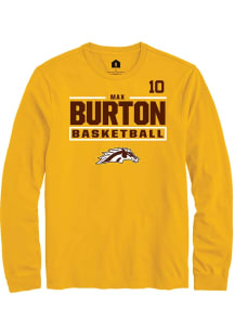 Max Burton Western Michigan Broncos Gold NIL Stacked Box Long Sleeve Player T Shirt