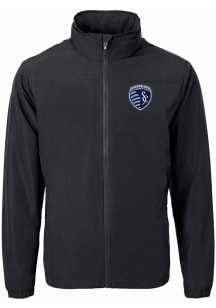 Cutter and Buck Sporting Kansas City Mens Black Charter Eco Big and Tall Light Weight Jacket