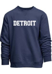 Detroit Womens Navy Blue chenille Detroit appliqué Crew Sweatshirt