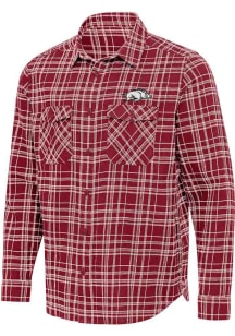 Antigua Arkansas Razorbacks Mens Cardinal Private Long Sleeve Dress Shirt