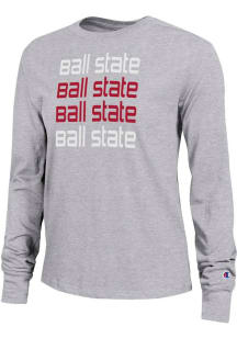 Champion Ball State Cardinals Womens Grey Repeat Core LS Tee