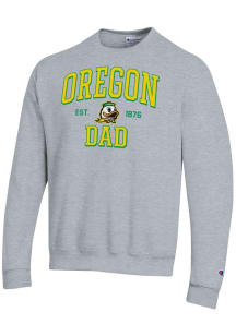 Champion Oregon Ducks Mens Grey Est Date Dad Powerblend Long Sleeve Crew Sweatshirt