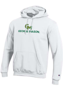 Champion George Mason University Mens White Powerblend Long Sleeve Hoodie