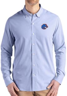 Cutter and Buck Boise State Broncos Mens Blue Epic Confidence Pinstripe Long Sleeve Dress Shirt