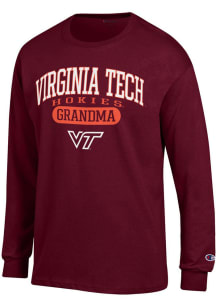 Champion Virginia Tech Hokies Maroon Grandma Pill Jersey Long Sleeve T Shirt