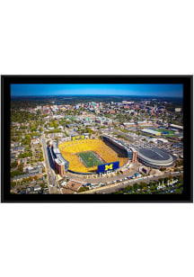 Michigan Wolverines 2025 Maize Out Game Aerial View Ann Arbor Picture Frame - Black