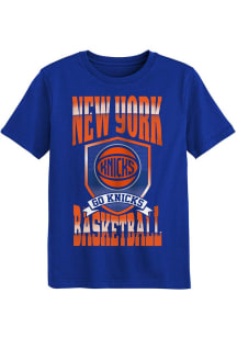 New York Knicks Boys Blue Big Shield Short Sleeve T-Shirt