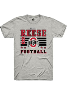 Arvell Reese Ohio State Buckeyes Ash Football NIL Striped Short Sleeve Player T Shirt