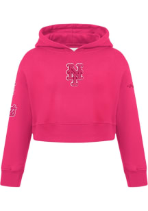 Pro Standard New York Mets Girls Pink Classic Triple Pink Long Sleeve Hooded Sweatshirt
