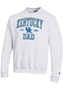 Champion Kentucky Wildcats Mens White Est Date Dad Powerblend Long Sleeve Crew Sweatshirt