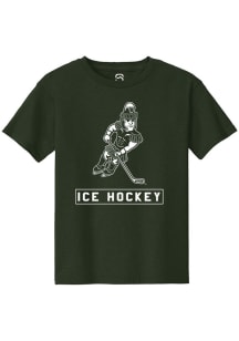 Summit Sportswear Michigan State Spartans Youth Green Sparty Playing Ice Hockey Short Sleeve T-Shi..