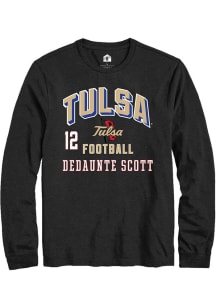 Dedaunte Scott Tulsa Golden Hurricane Black Football NIL Arch Logo Long Sleeve Player T Shirt