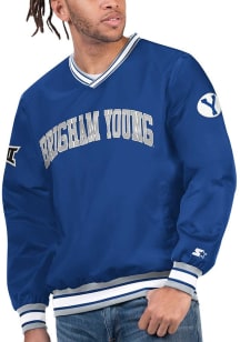 Starter BYU Cougars Mens Navy Blue Arch Name with Vintage Patch Pullover Jackets