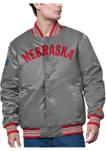 Starter Nebraska Cornhuskers Mens Grey Big Ten Mascot Name Light Weight Jacket