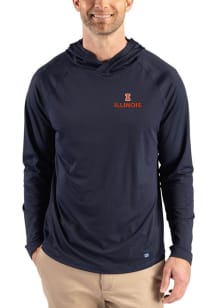 Cutter and Buck Illinois Fighting Illini Mens Navy Blue Prospect Eco Long Sleeve Hoodie