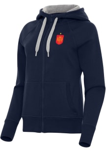 Antigua Spain National Team Womens Navy Blue Takeover Long Sleeve Full Zip Jacket