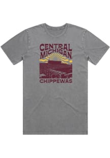 Uscape Central Michigan Chippewas Grey Sunburst Stone Wash Dyed Short Sleeve T Shirt