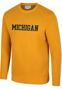 Uscape Michigan Wolverines Mens Gold Wordmark Olympic Jacquard Long Sleeve Sweater