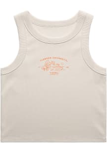 Uscape Clemson Tigers Womens Ivory Rib Tank Top