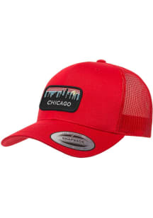 Uscape Chicago Retro Skyline Patch Trucker Adjustable Hat - Red