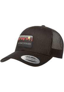 Uscape Cincinnati Retro Skyline Patch Trucker Adjustable Hat - Charcoal