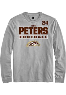 John Peters Western Michigan Broncos Grey Football NIL Stacked Box Long Sleeve Player T Shirt