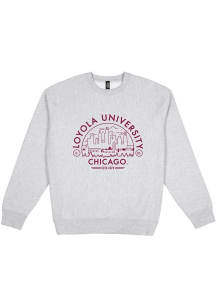 Uscape Loyola Ramblers Mens Grey Premium Voyager Heavyweight Long Sleeve Crew Sweatshirt