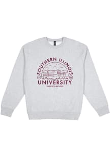 Uscape Southern Illinois Salukis Mens Grey Premium Heavyweight Long Sleeve Crew Sweatshirt