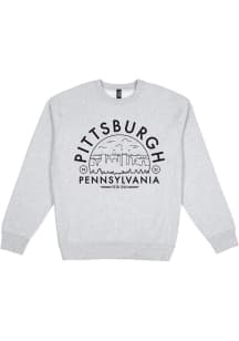 Uscape Pittsburgh Mens Grey Premium Voyager Heavyweight Long Sleeve Crew Sweatshirt