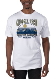Uscape GA Tech Yellow Jackets White Garment Dyed Stars Short Sleeve T Shirt