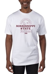 Uscape Mississippi State Bulldogs White Garment Dyed Logo Short Sleeve T Shirt