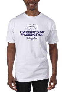 Uscape Washington Huskies White Garment Dyed Logo Short Sleeve T Shirt