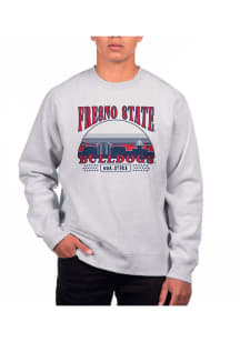 Uscape Fresno State Bulldogs Mens Grey Heather Heavyweight Long Sleeve Crew Sweatshirt