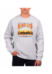 Uscape Maryland Terrapins Mens Grey Heather Heavyweight Long Sleeve Crew Sweatshirt