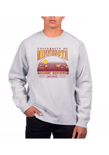 Uscape Minnesota Golden Gophers Mens Grey Heather Heavyweight Long Sleeve Crew Sweatshirt