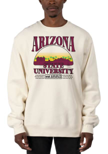 Uscape Arizona State Sun Devils Mens White Stars Heavyweight Long Sleeve Crew Sweatshirt