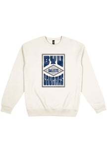 Uscape BYU Cougars Mens White Heavyweight Poster Long Sleeve Crew Sweatshirt