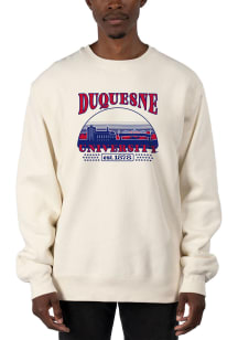 Uscape Duquesne Dukes Mens White Stars Heavyweight Long Sleeve Crew Sweatshirt