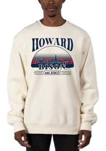 Uscape Howard Bison Mens White Stars Heavyweight Long Sleeve Crew Sweatshirt