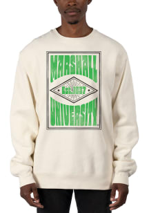 Uscape Marshall Thundering Herd Mens White Heavyweight Poster Long Sleeve Crew Sweatshirt