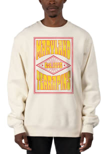Uscape Maryland Terrapins Mens White Heavyweight Poster Long Sleeve Crew Sweatshirt